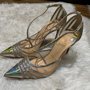 Christian Louboutin Theodorella Silver Iridescent Size 38